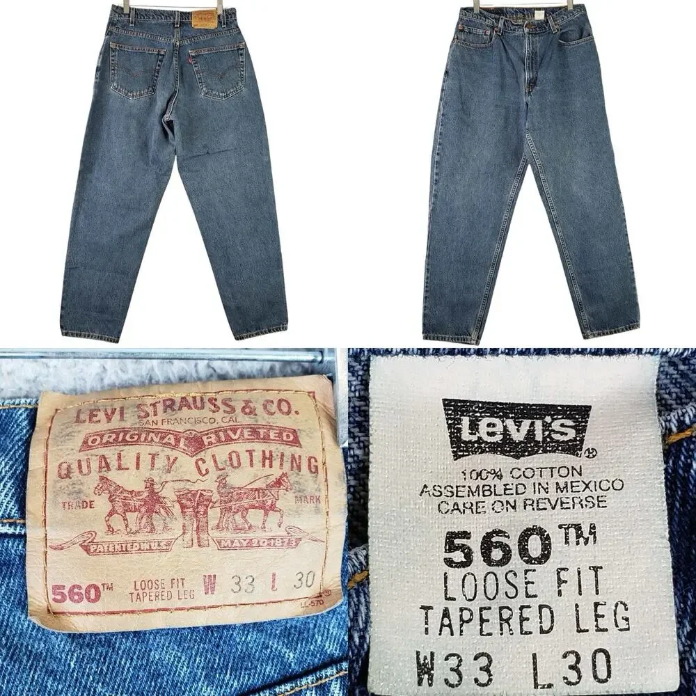 VTG Levis 560 Jeans Mens 33x30 Medium Wash Blue Loose Fit Tapered Leg Faded 90s